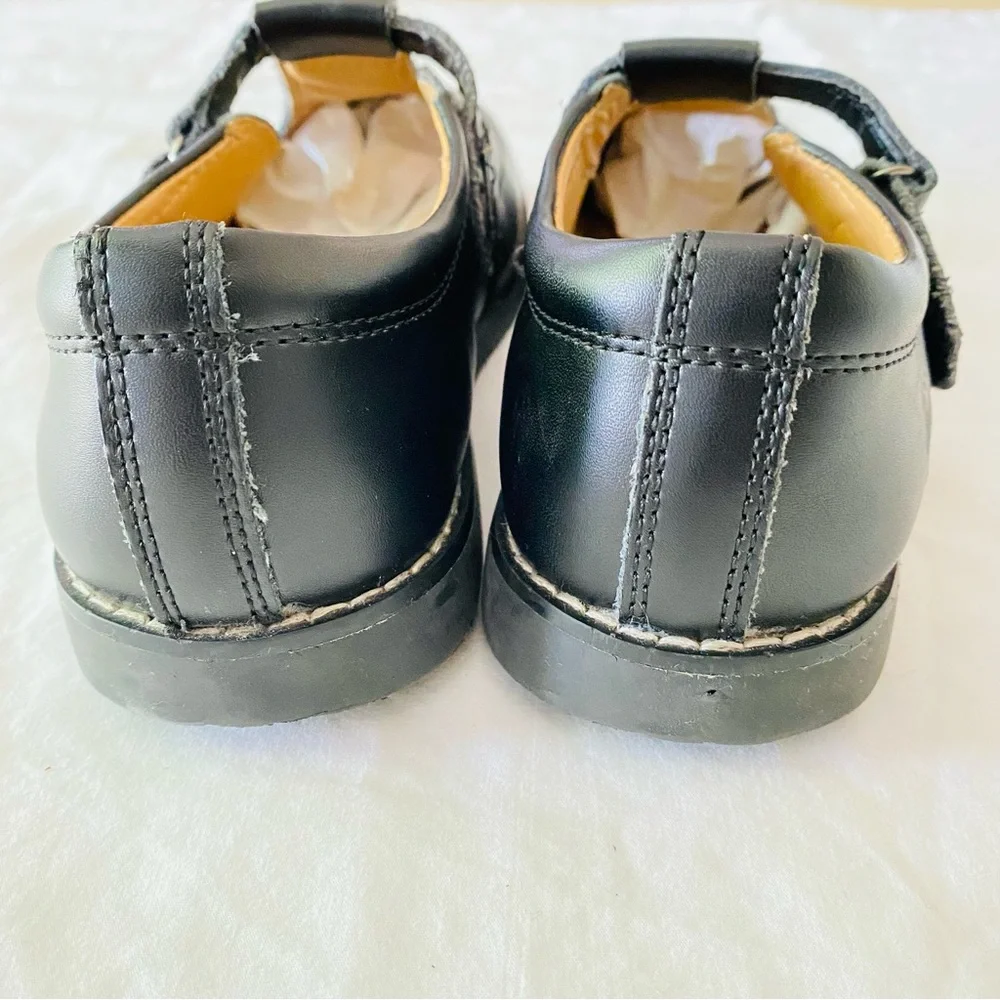 BKs GIRLS Black Shoes Strap Mary Janes Buckle Velcro School Uniform